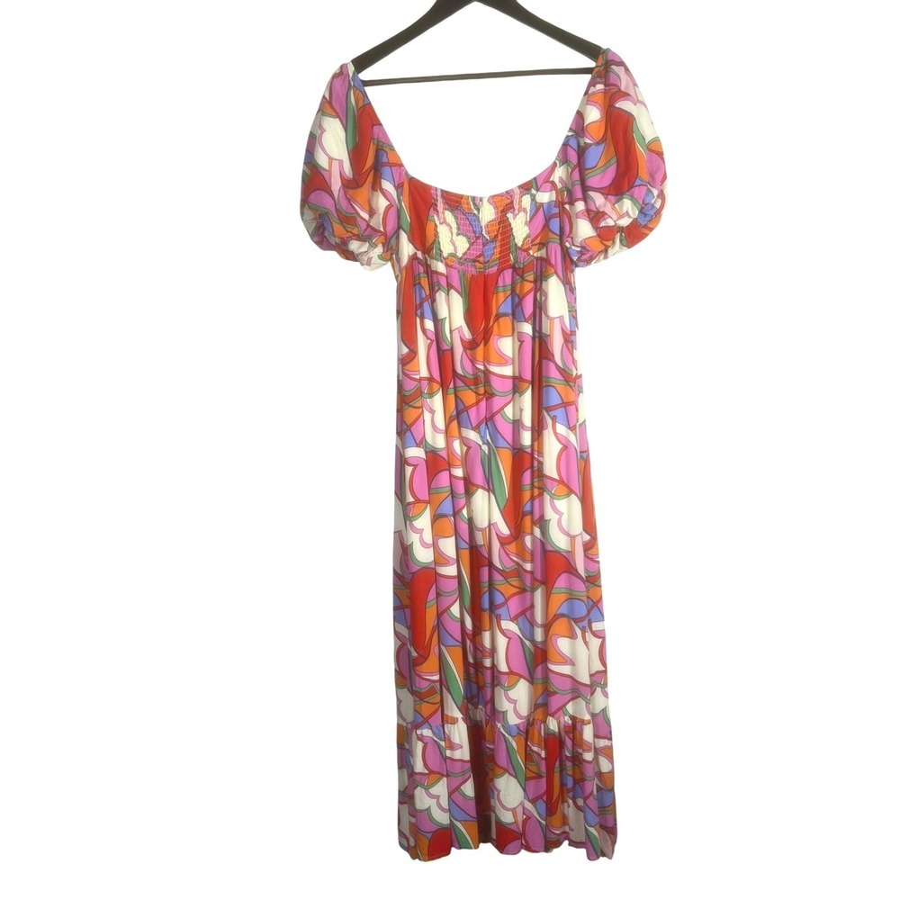 Golden by Golden Couture Maxi Dress – Colorful Abstract Puff Sleeve – Size M - Picture 7 of 10